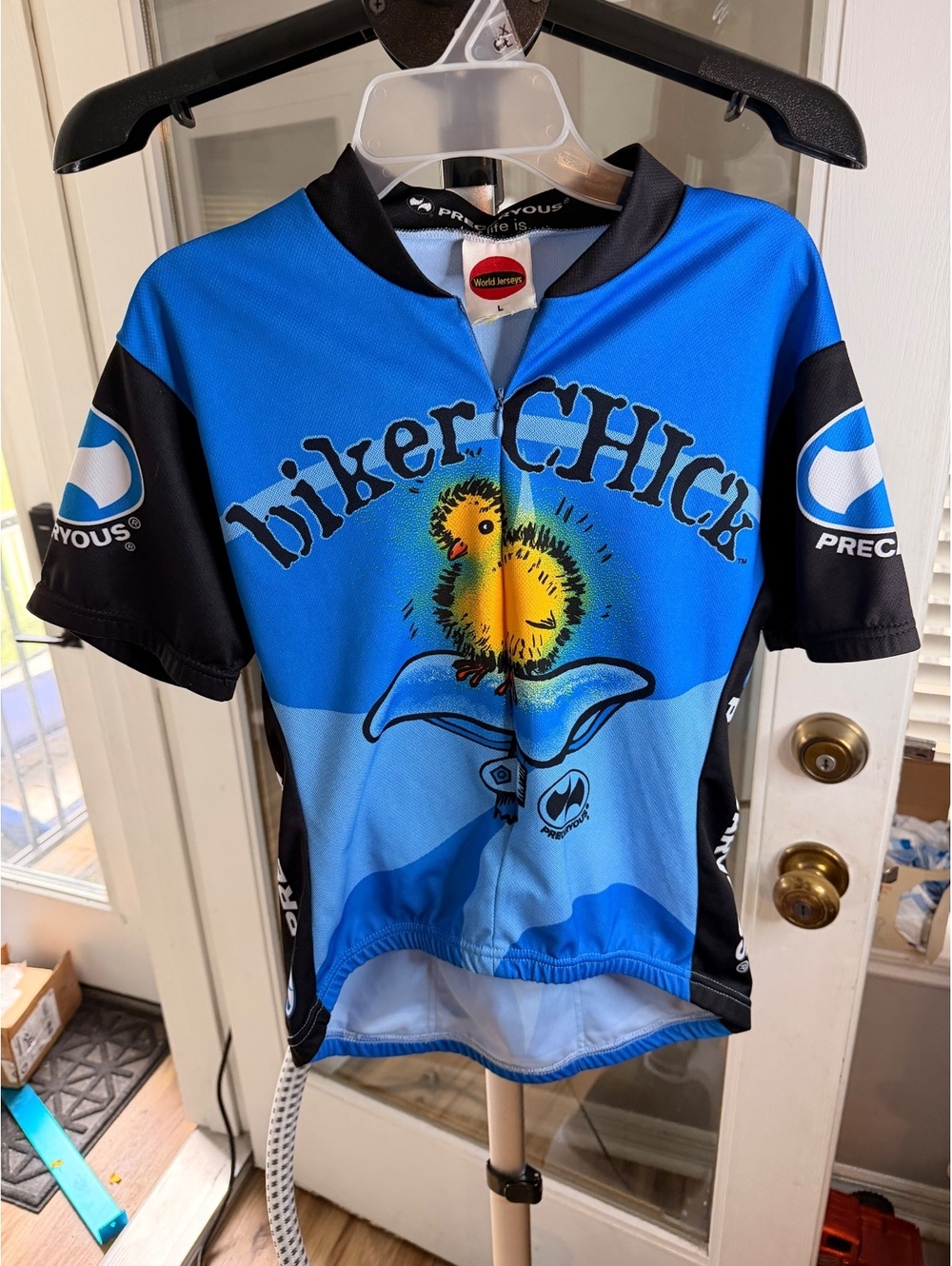 World Jerseys Biker Chick blue cycling jersey